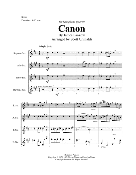 Canon For Saxophone Quartet Satb Page 2