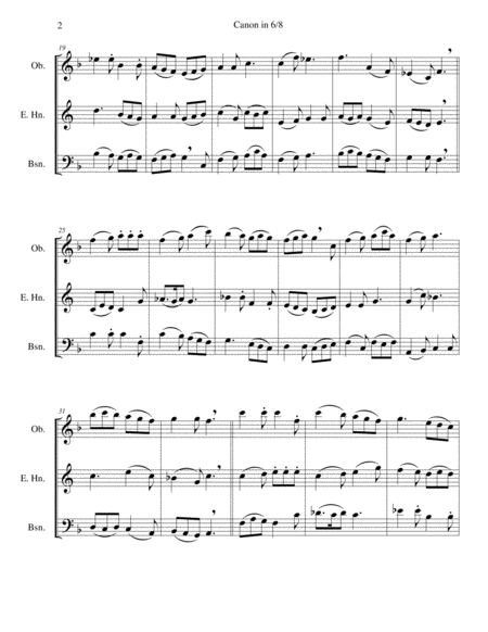 Canon In 6 8 For Double Reed Trio Oboe Cor Anglais Bassoon Page 2