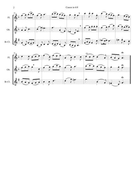 Canon In 6 8 For Flute Oboe And Clarinet Page 2