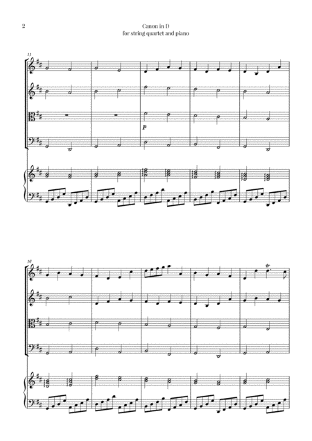 Canon In D For String Quartet And Piano Page 2