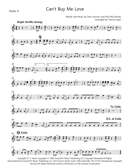 Cant Buy Me Love String Quartet Page 2