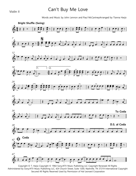 Cant Buy Me Love String Trio 2 Violins Cello Page 2