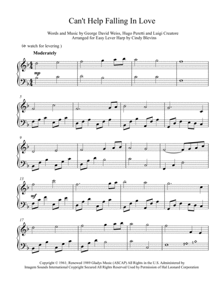 Cant Help Falling In Love An Arrangement For Easy Harp Page 2
