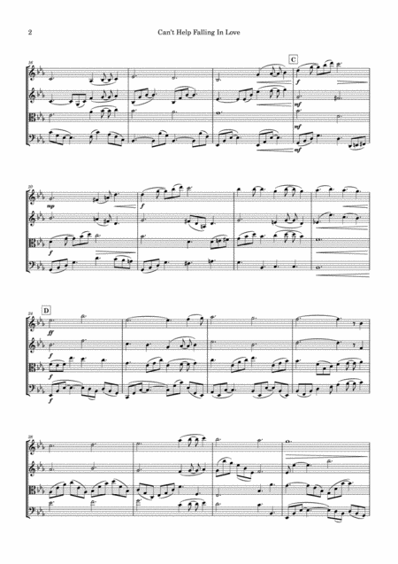 Cant Help Falling In Love For String Quartet Page 2