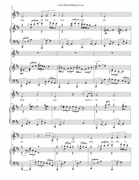 Cant Help Falling In Love Piano And Voice Country Style Page 2
