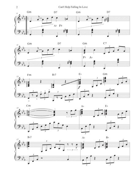 Cant Help Falling In Love Solo Harp Arrangement Page 2