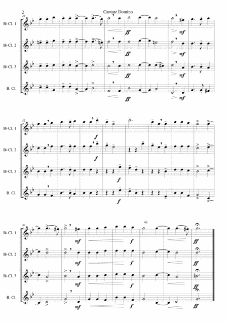 Cantate Domino By Pitoni Arranged For Clarinet Quartet 3 Clarinets And 1 Bass Clarinet Page 2