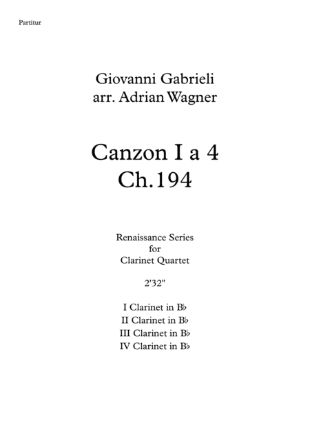 Canzon I A 4 Ch 194 Giovanni Gabrieli Clarinet Quartet Arr Adrian Wagner Page 2