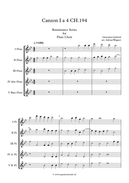 Canzon I A 4 Ch 194 Giovanni Gabrieli Flute Choir Arr Adrian Wagner Page 2