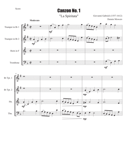 Canzon No 1 La Spiritata For Brass Quartet Giovanni Gabrieli Page 2