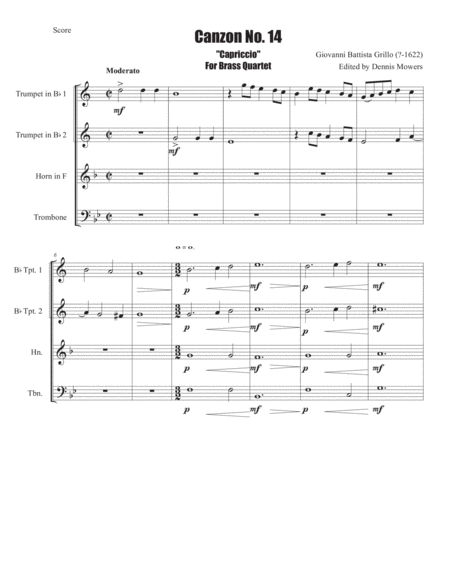 Canzon No 14 Capriccio For Brass Quartet Giovanni Battista Grillo Page 2