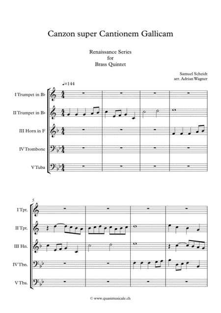 Canzon Super Cantionem Gallicam Samuel Scheidt Brass Quintet Arr Adrian Wagner Page 2