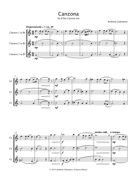 Canzona For B Flat Clarinet Trio Page 2