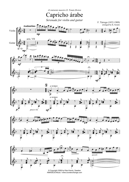 Capricho Arabe For Violin And Guitar Page 2