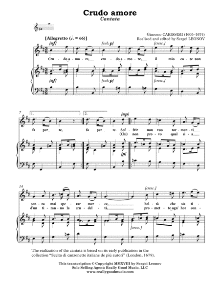 Carissimi Giacomo Crudo Amore Cantata For Voice Soprano Tenor And Piano B Minor Page 2