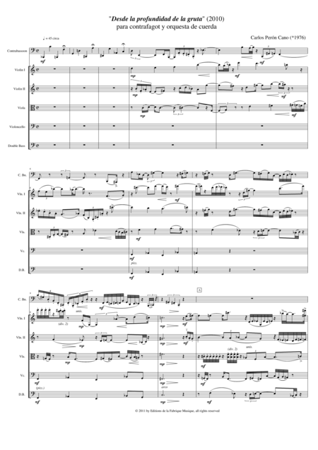 Carlos Pern Cano Desde La Profundidad De La Gruta For Contrabassoon And String Orchestra Score And Solo Part Page 2