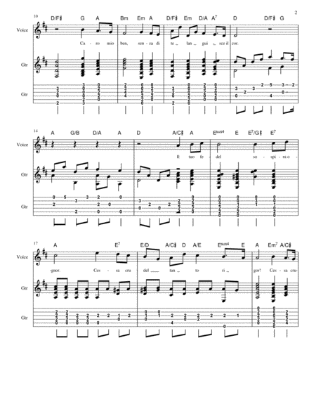 Caro Mio Ben For Voice And Guitar With Tabs Page 2