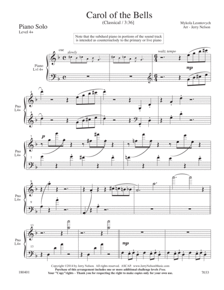 Carol Of The Bells 2 For 1 Piano Arrangements Page 2