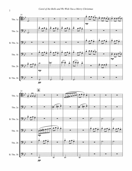 Carol Of The Bells And We Wish You A Merry Christmas For Trombone Ensemble Page 2