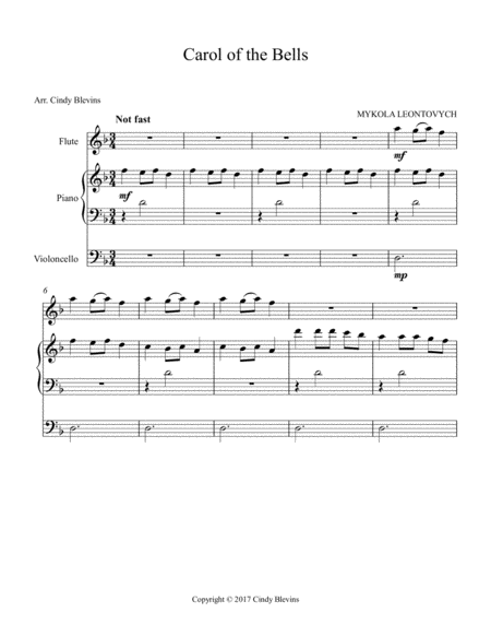 Carol Of The Bells Arranged For Piano Flute And Optional Cello Page 2