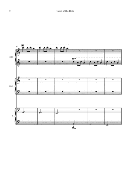 Carol Of The Bells For One Piano Six Hands Page 2