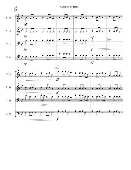 Carol Of The Bells For Satb Aatb Sax Quartet Page 2