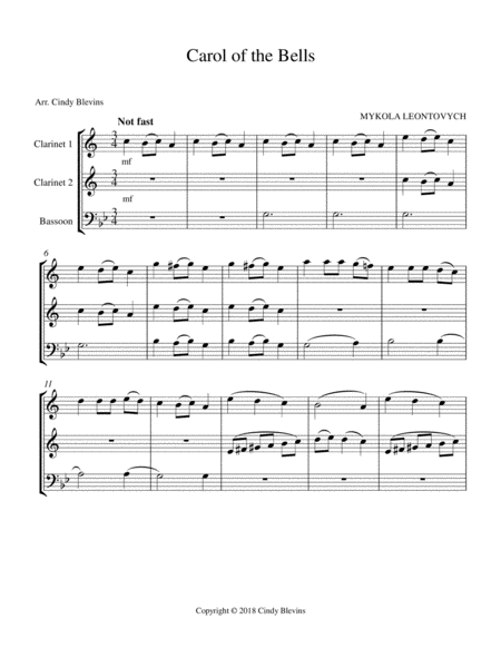 Carol Of The Bells For Two Clarinets And Bassoon Page 2