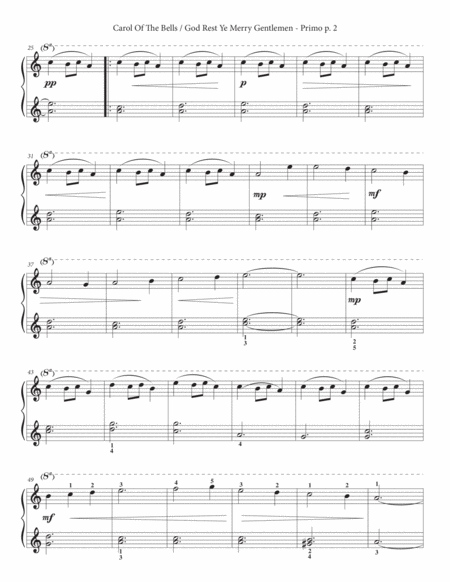 Carol Of The Bells God Rest Ye Merry Gentlemen One Piano Four Hands Page 2