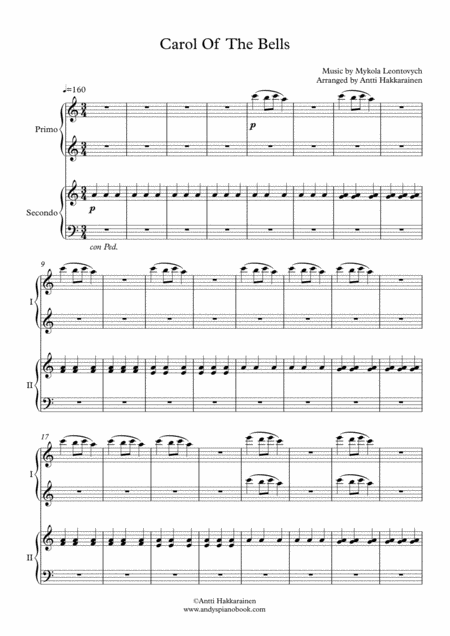 Carol Of The Bells Piano 4 Hands Page 2