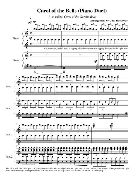 Carol Of The Bells Piano Duet Page 2