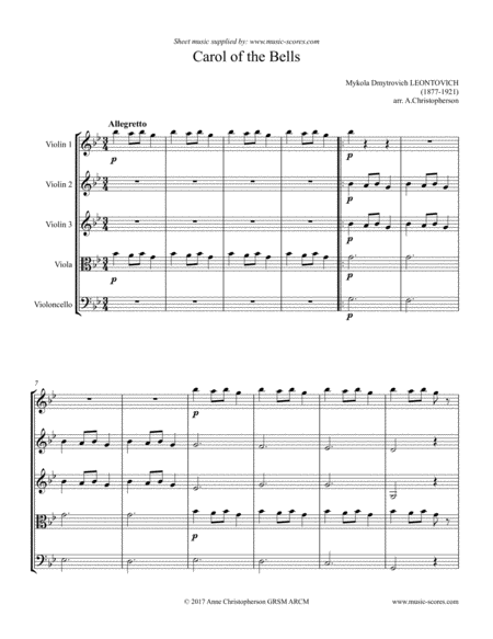 Carol Of The Bells String Quintet Page 2