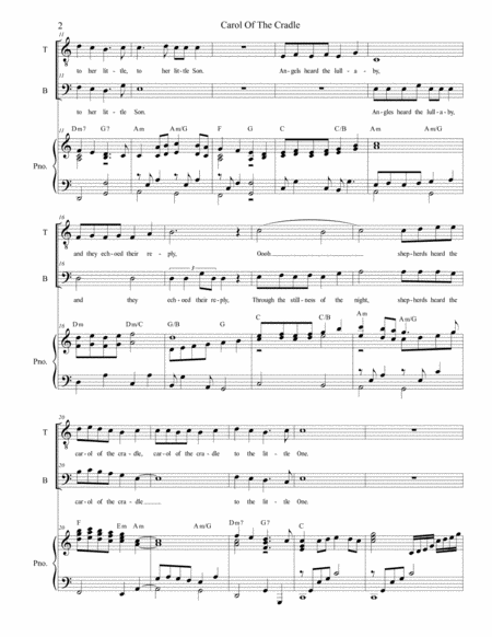 Carol Of The Cradle For 2 Part Choir Tb Page 2