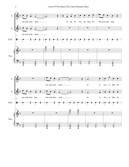 Carol Of The Drum The Little Drummer Boy Duet For Soprano Alto Solo Page 2