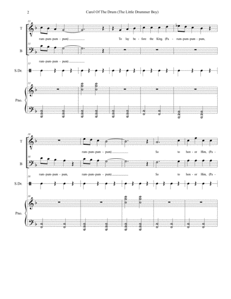 Carol Of The Drum The Little Drummer Boy For 2 Part Choir Tb Page 2