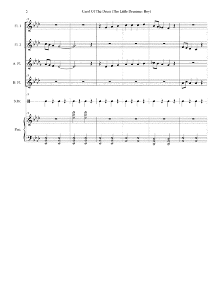 Carol Of The Drum The Little Drummer Boy For Flute Choir And Piano Page 2
