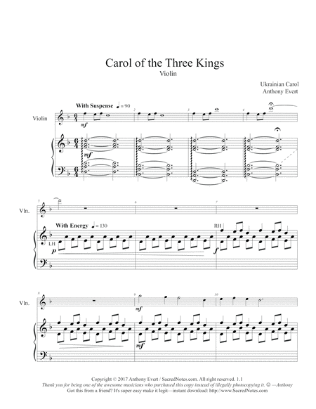 Carol Of The Three Kings Violin Piano We Three Kings With Carol Of The Bells Page 2