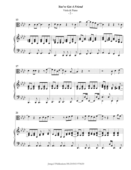 Carole King You Ve Got A Friend For Viola Piano Page 2