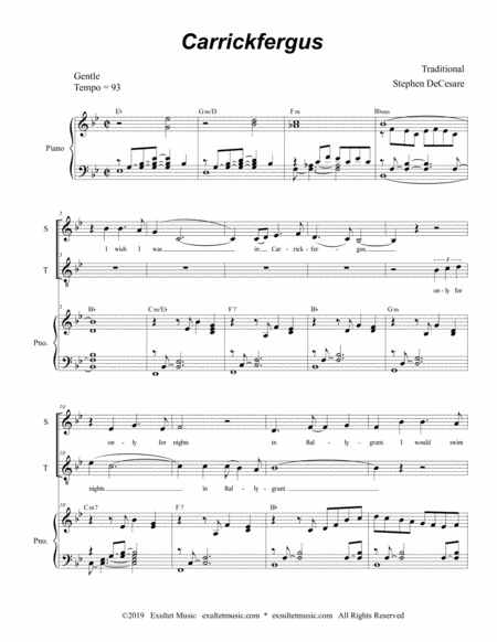 Carrickfergus For 2 Part Choir Soprano Tenor Page 2