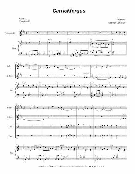 Carrickfergus For Brass Quartet And Piano Alternate Version Page 2