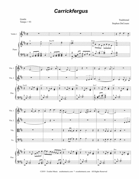 Carrickfergus For String Quartet And Piano Page 2