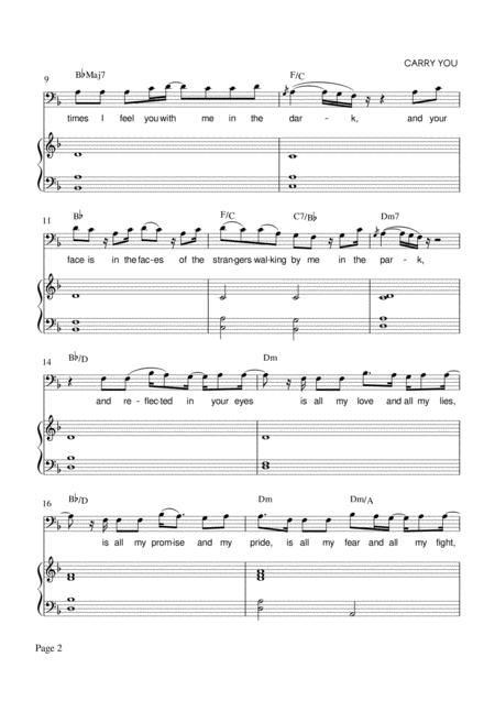 Carry You Piano Vocal Bass Clef Tim Minchin Version Page 2