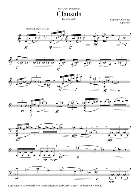 Carson Cooman Clausula 2006 For Solo Cello Page 2