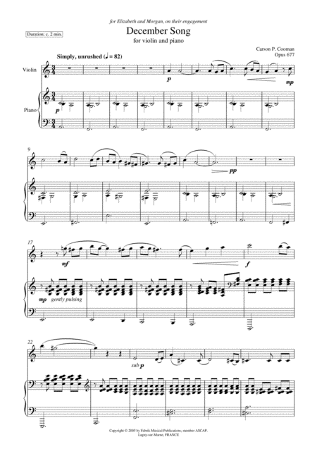 Carson Cooman December Song For Violin And Piano Page 2