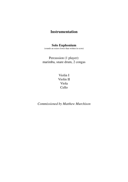 Carson Cooman Folk Fantasies 2005 For Solo Euphonium String Quartet And Percussion Score And Parts Page 2