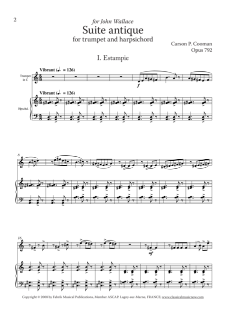 Carson Cooman Suite Antique 2008 For Trumpet And Harpsichord Page 2