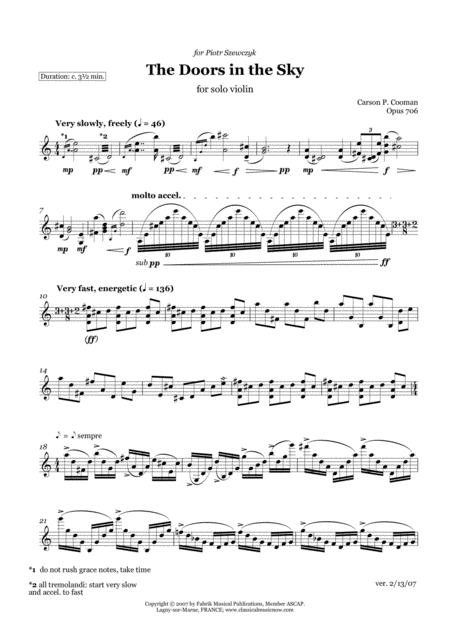 Carson Cooman The Doors In The Sky 2007 For Violin Page 2