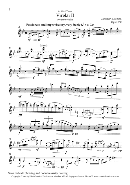 Carson Cooman Virelai Ii For Solo Violin Page 2