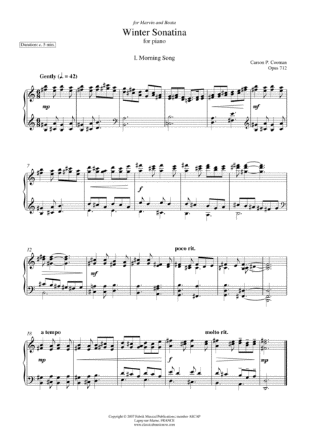 Carson Cooman Winter Sonatina 2007 For Piano Page 2