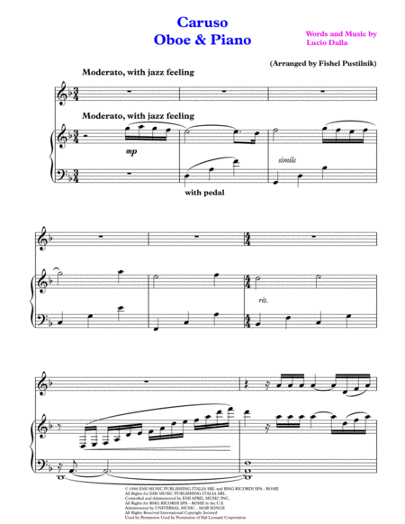 Caruso For Oboe And Piano Jazz Pop Version Page 2