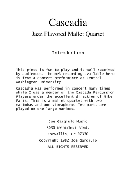 Cascadia Jazz Flavored Mallet Quartet Page 2